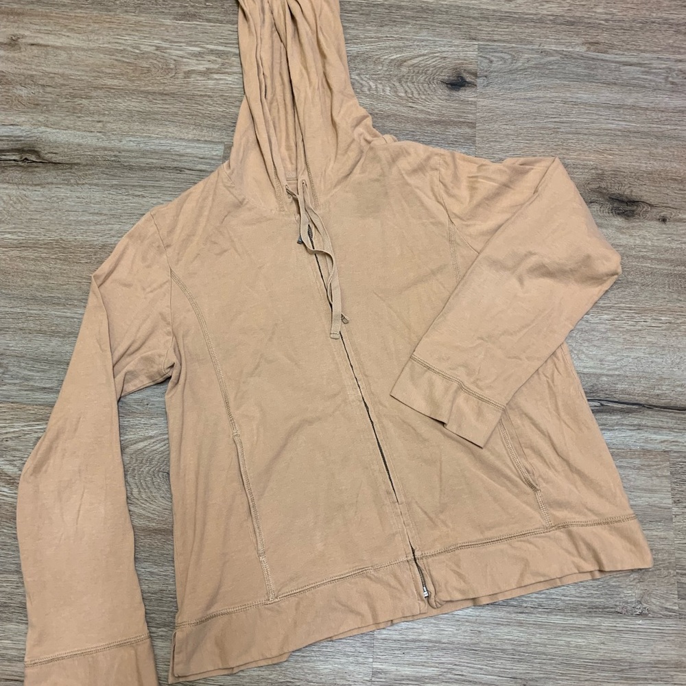 J.Jill Womens Tan Zipped up Hoodie Sweater Size Medium